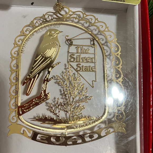 🎄NEVADA-THE SILVER STATE- NATION'S TREASURES ORNAMENT 24K GOLD FINISHED BRASS - Picture 2 of 3